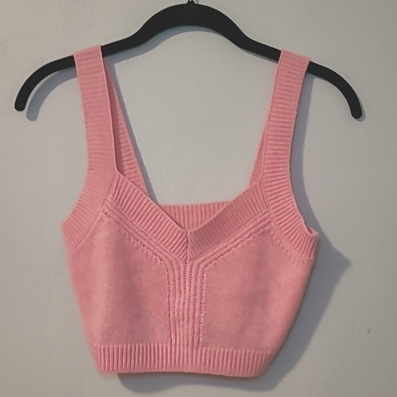 Intermix Pink Wool Cashmere Cardigan Bra Tank Set Wmn S Preppy Academia Coquette - Picture 14 of 15